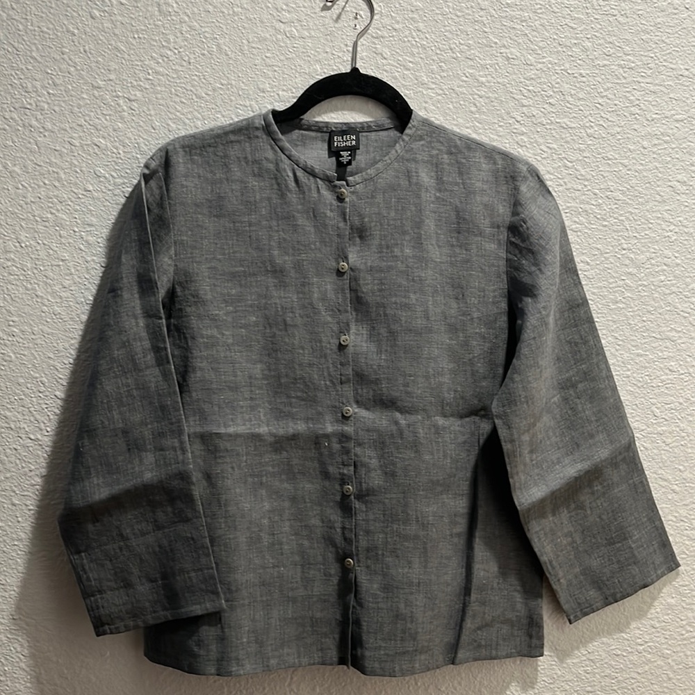 Eileen Fisher Gray Button-Up Top